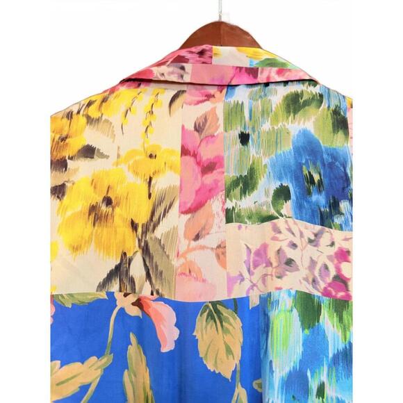 ZARA Shirt, Satin Multicolored Longsleeve Wrap shirt with Ties NWOT - Picture 12 of 12